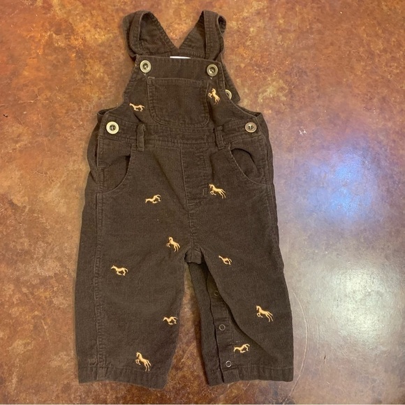 Toddler Cre8ions Brown Corduroy Horse Overalls - Picture 1 of 6